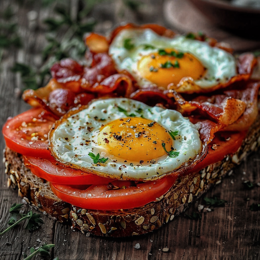 Тост с беконом и яйцом. Вкусный и сытный завтрак за 15 минут.